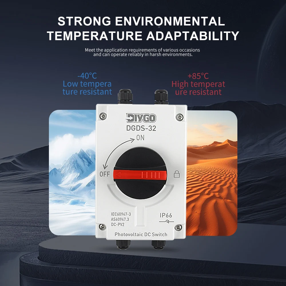 Interruttore di Disconnessione Solare FAI DA TE GO, Impermeabile IP66 per Esterni, 1 Ingresso 1 Uscita, Interruttore Isolatore per Sistema Fotovoltaico DC 1200VDC 32A - Image 6