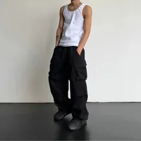 American Style Casual Pants Cargo Trousers High Street Drawstring Workwear Trendy Loose Versatile Straight Wide-Leg Casual Pants 1