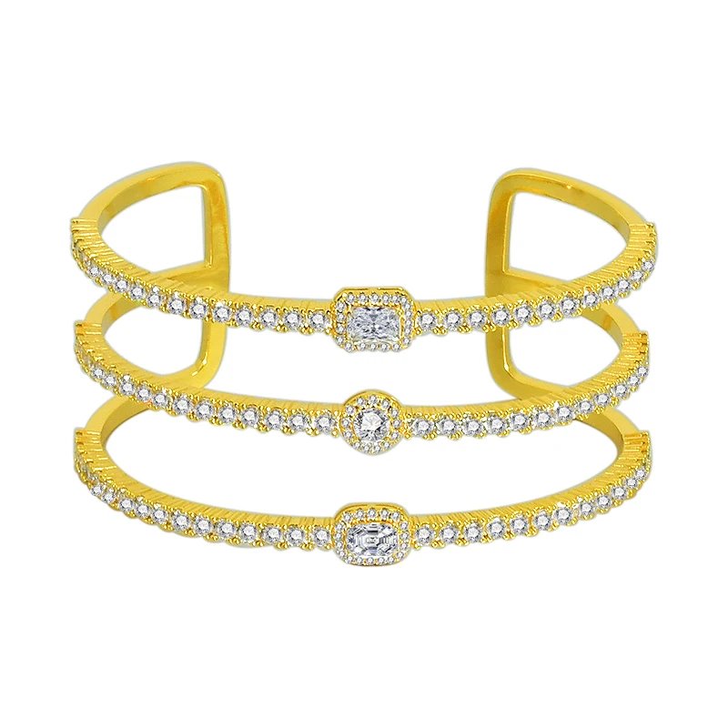 

Costume Jewelery Woman Luxury Designer Trendy Cuff Bangles Turkish Jewelri Gold Plated Bracelet Full Diamond Christmas Gifts