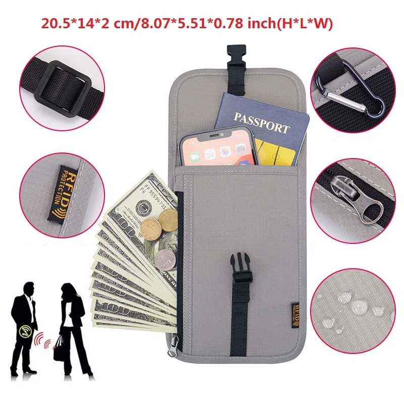 Wallet Card Holder Passport Holder for Men Women RFID Multifunction Anti-theft Hidden Travel Neck Pouch