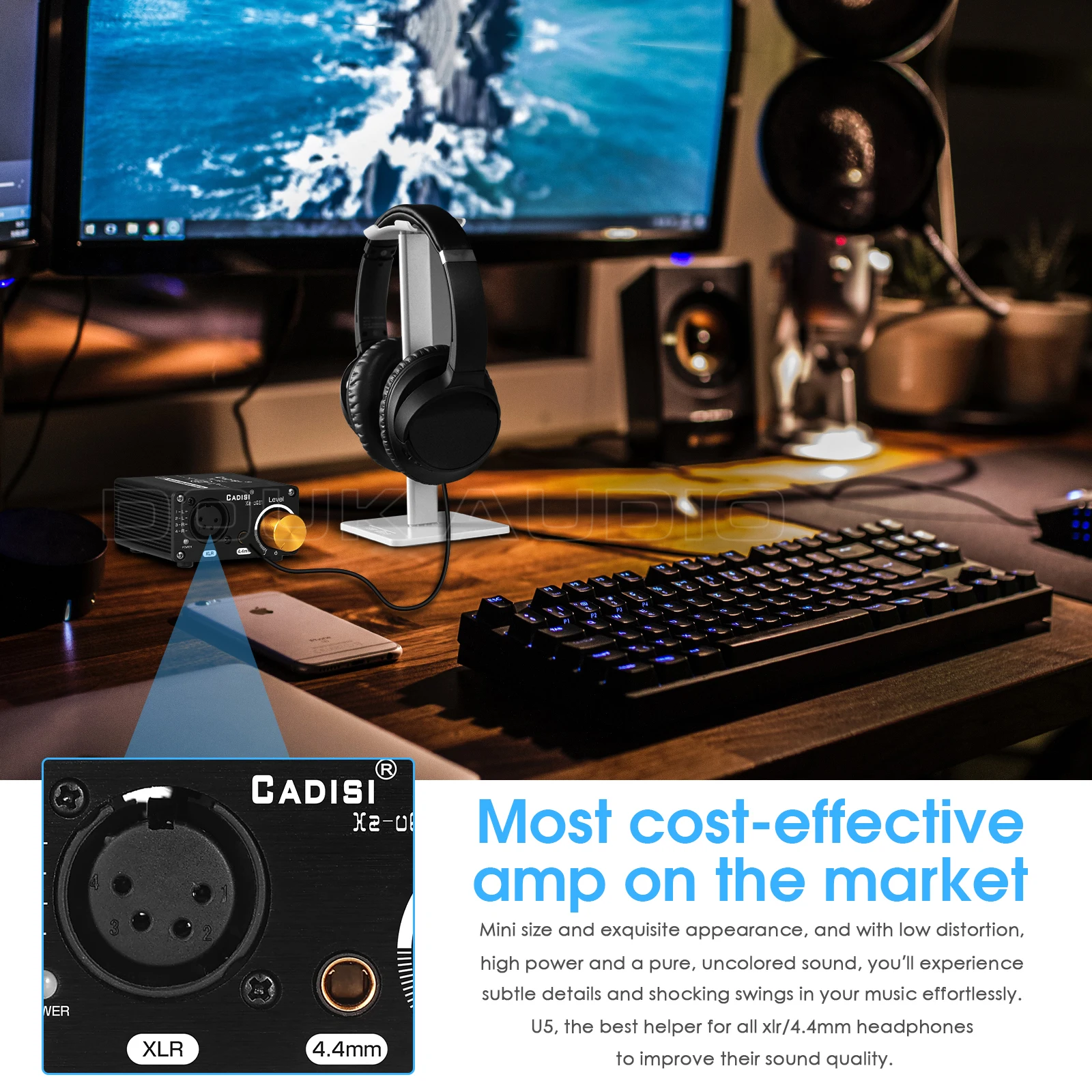 Douk Áudio Mini Totalmente Equilibrado Amplificador de Fone de Ouvido Estéreo Áudio Amp para Xlr 4.4 mm Fones com Controle de Volume - Image 2