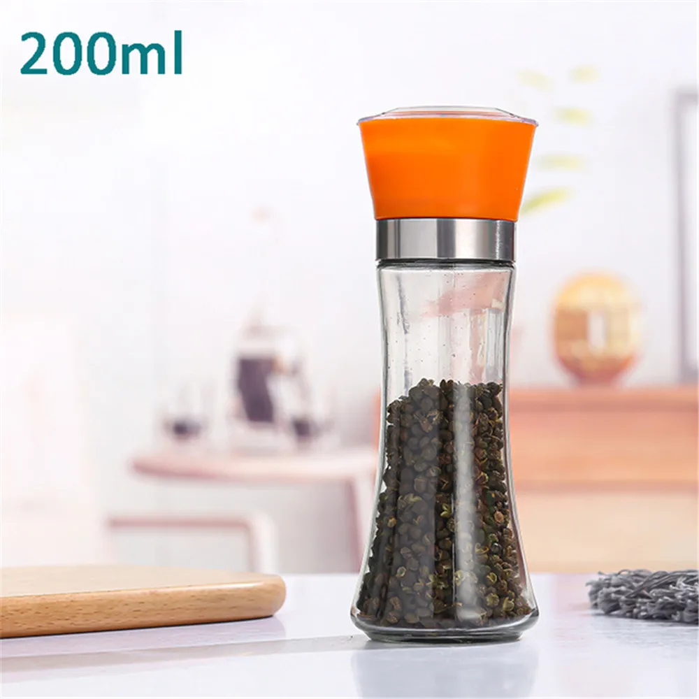 Kitchen Black Pepper Grinder Crusher Glass Bottle Stainless Steel Salt and Pepper  Grinder Mill