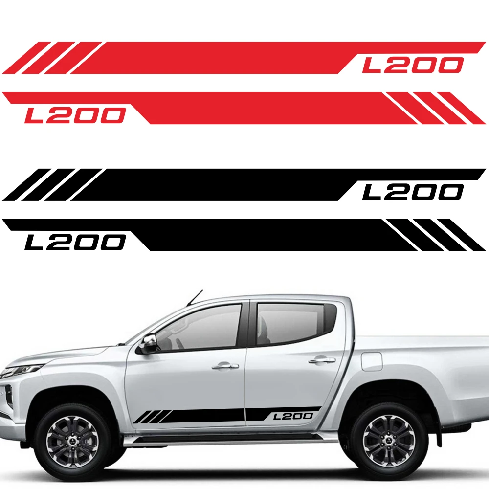 Наклейки в полоску на юбку автомобиля для пикапа внедорожника Mitsubishi L200 2011-2019