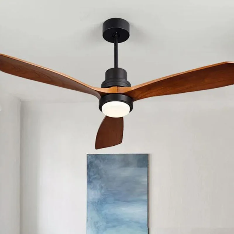 Vintage wooden ceiling fan light luxury home Wooden Ceiling Fans With Lights 42/52 Inch Blades Cooling Fan Remote Fan Lamp