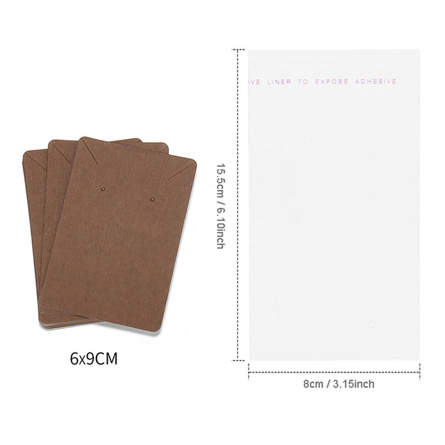 sets Kraft Paper Cards Jewelry Necklace Earring Display Holder with Self Adhesive OPP Bags Personal Business Retail Packaging