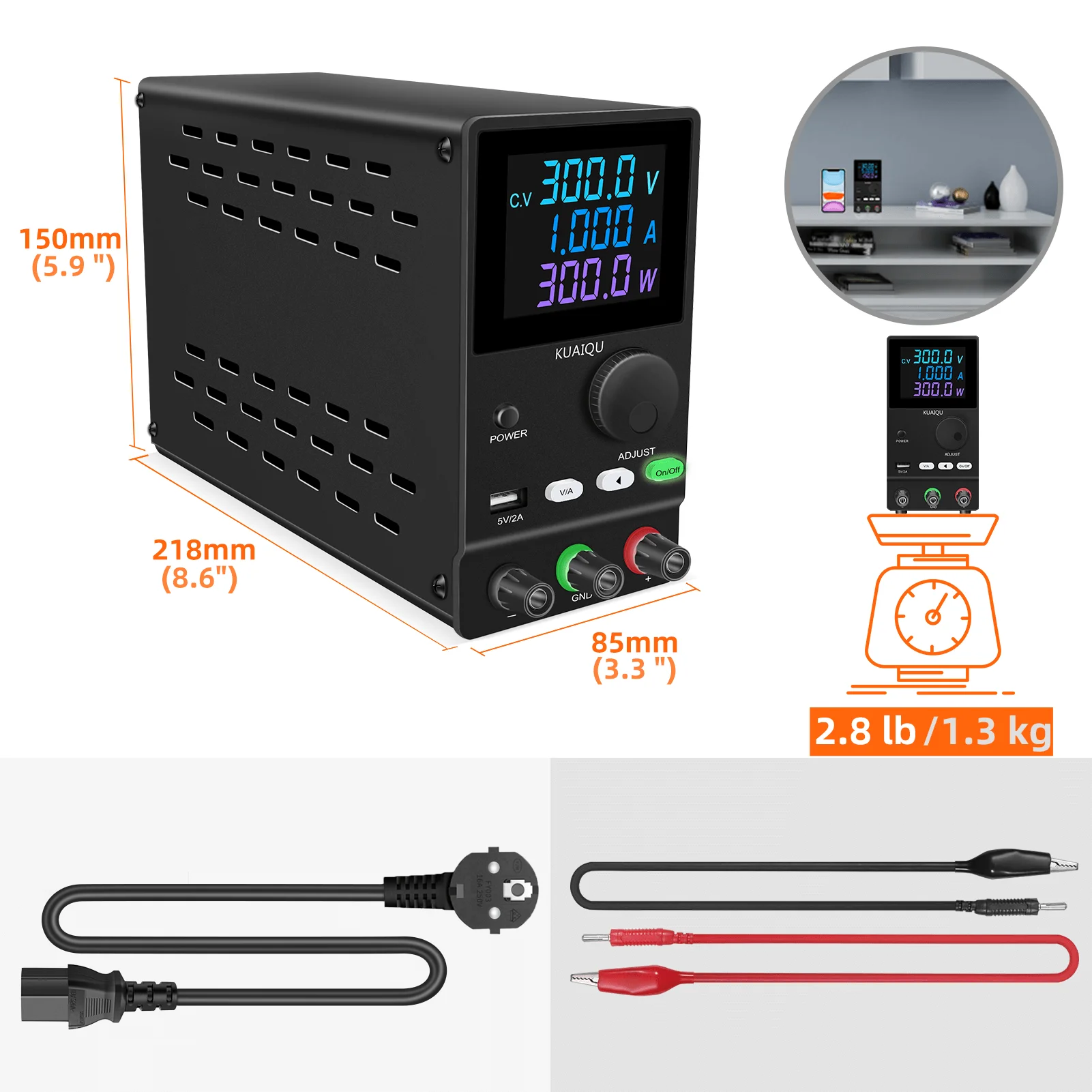 KUAIQU Einstellbares DC-stabilisiertes Netzteil 30V10A 60V 120V Präzisionsspannungsregelung für Galvanisierungs- und Elektrolysetests – Detail 9