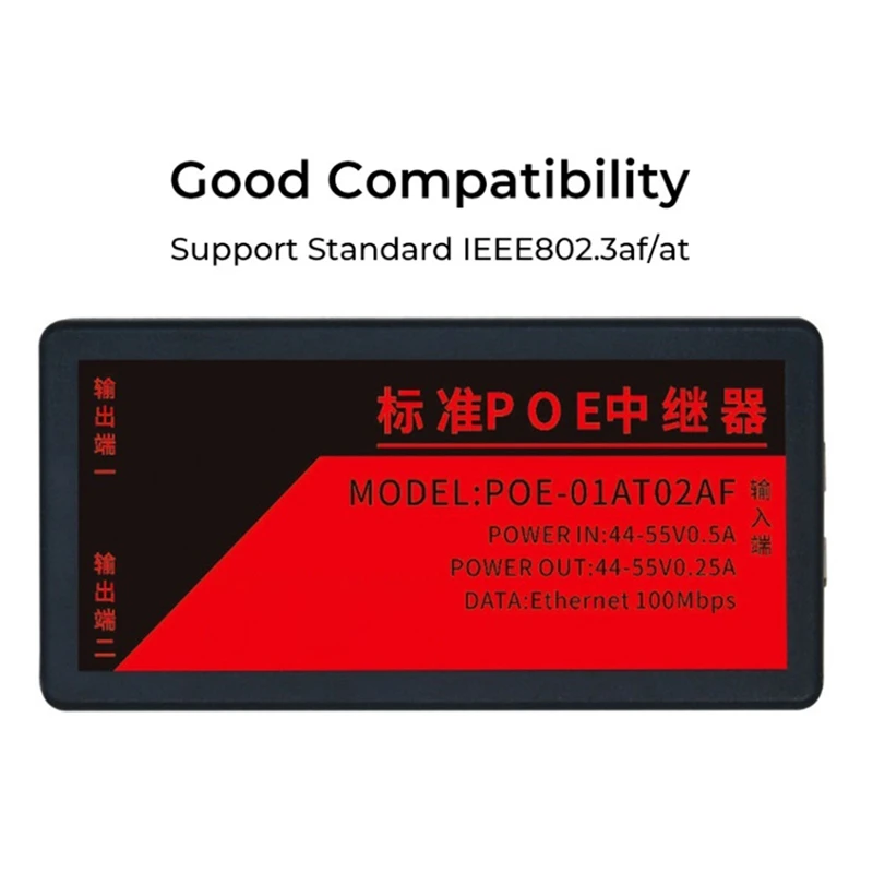 NVR IP 카메라 AP IP 음성 POE 확장기, 2X 2 포트, 100Mbps, IEEE 802.3Af 표준, 100 미터 확장