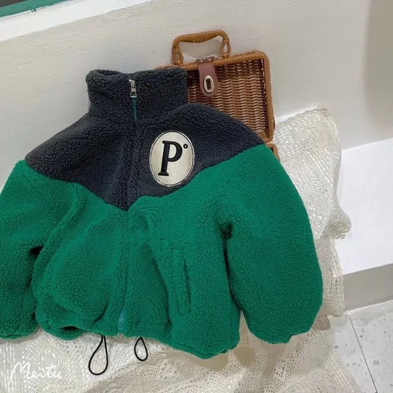 Boys Coat Jacket Tops Cotton Hairy Thicken Plus Velvet Winter Autumn School Gift Overcoat Children's Clothes