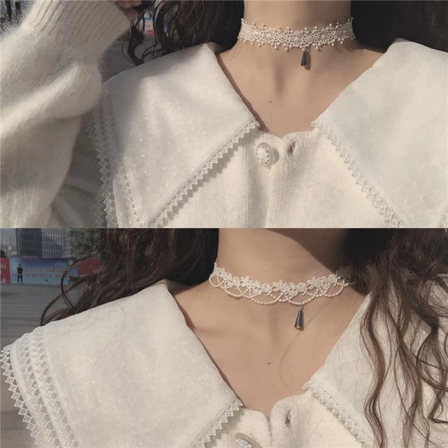 Black & White Ribbon Sexy Choker for Women Neck Clavicle Bell Pendant  Necklace Lady Jewelry Accessories Girl Gift Lace Gothic - AliExpress