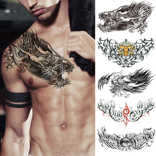 Chinese Dragon Tattoo Waterproof Long-lasting Fake Tattoo For Woman Men  Clavicle Arm Tattoo Temporary Tattoos Art Tattoo Sticker - Temporary Tattoos  - AliExpress