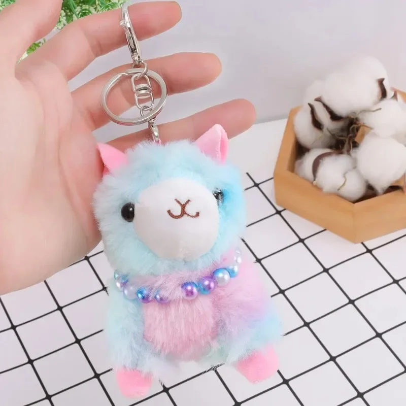 

1Pcs Cute Alpaca Small Colorful Plush Toy Bag Key Chain Pendant Doll