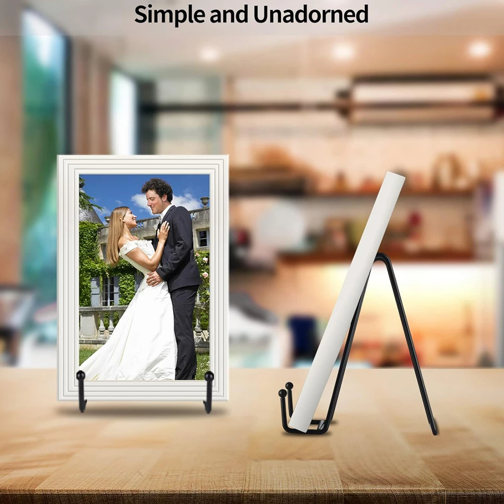 JSUOEO Supporto per piastra per display, 4 pezzi, supporto per cornice in ferro da 15,6 cm, supporto per cornice in metallo per foto per libri fotografici, piatti decorativi, tablet e opere d'arte