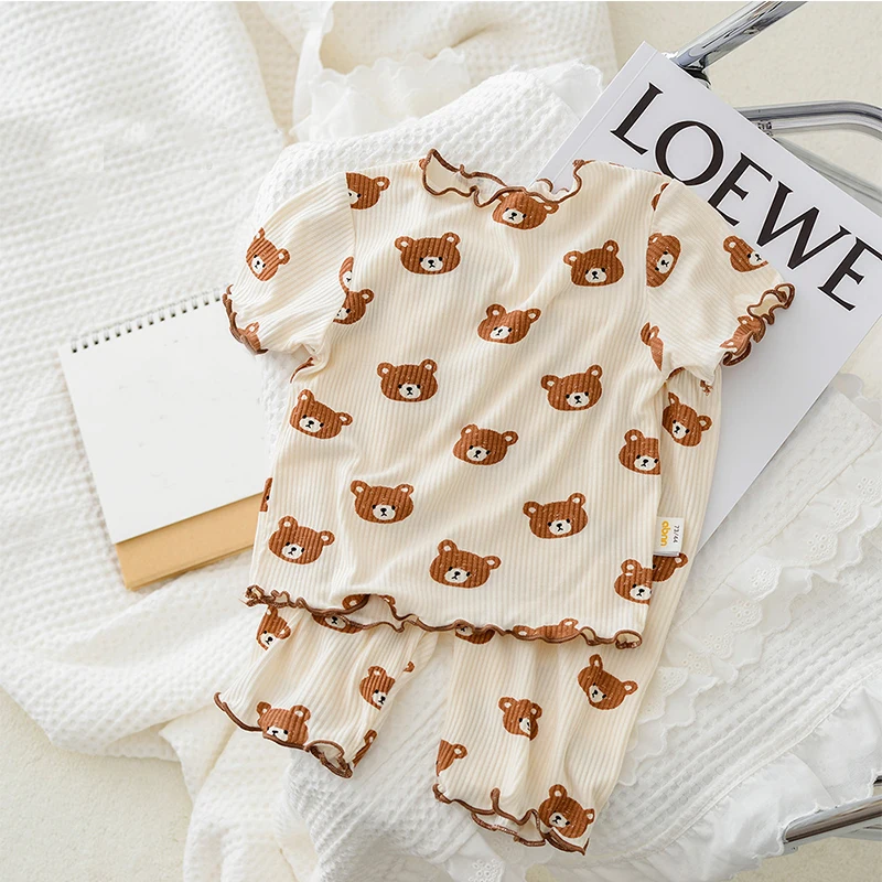 Korean Style Baby Girl Clothing Sets Infant Newborn Home Suits Baby Boys Tshirt+Shorts 2PCS Pajamas Children Tracksuit Sleepwear