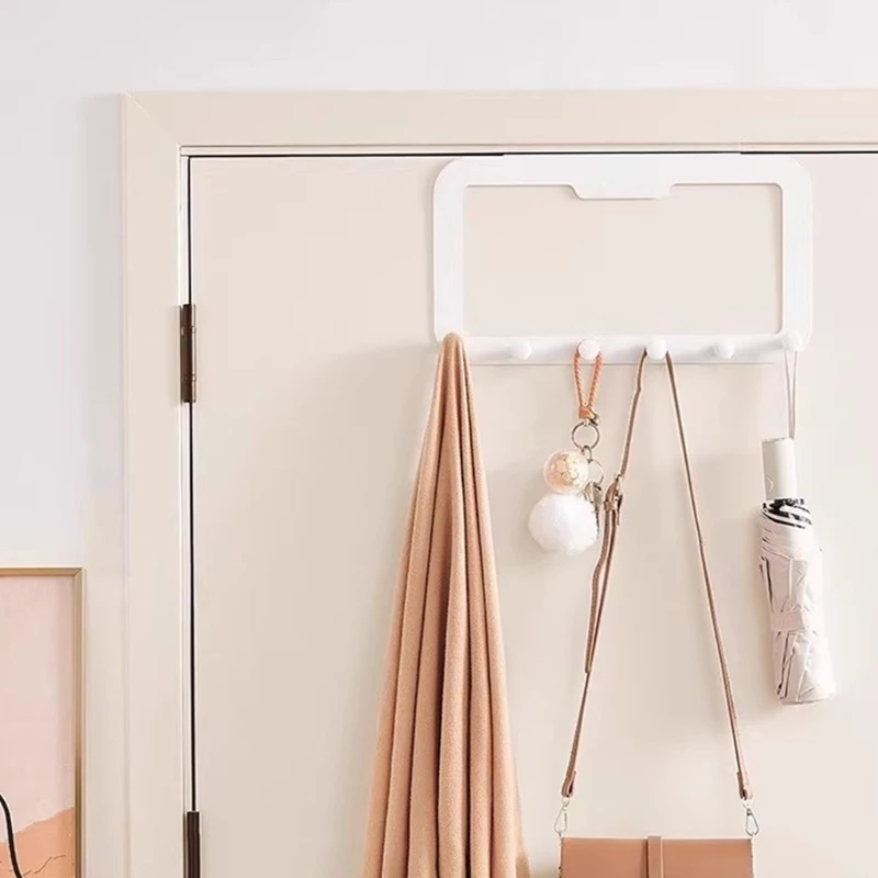 448B Space Saving Adhesive Door Hooks No Marking Door Hooks Six Link Design Clothing Hangers for Easy Organization