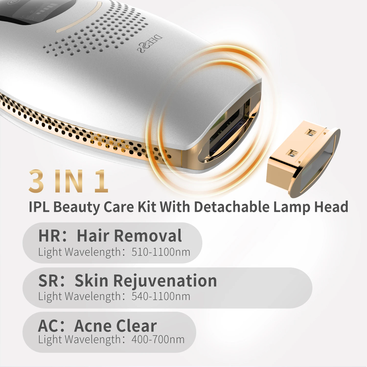 DEESS GP590 PLUS 3in1 Laser Epilator Hair Removal Permanent 0.9s Painless Cool Ipl Laser Hair Removal Machine Unlimited Flashes 5