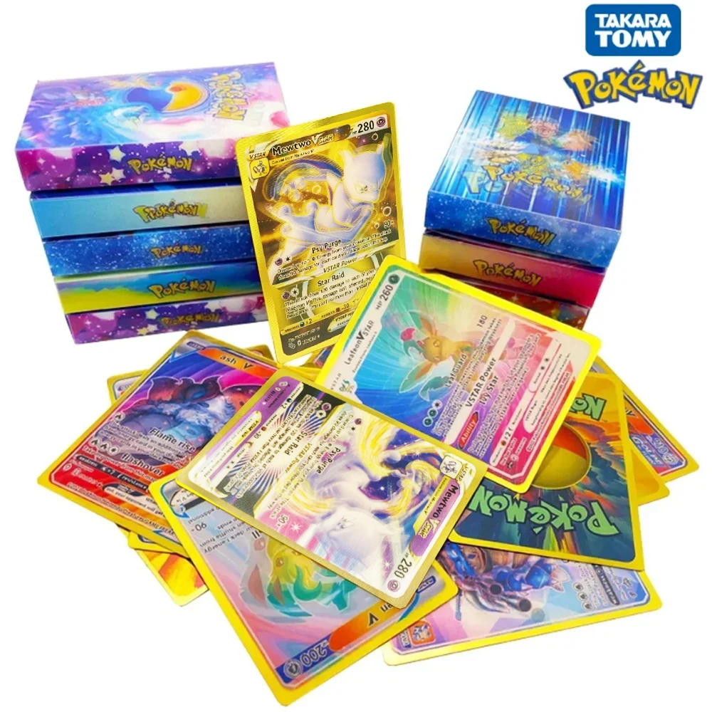 

Pokemon 3D Colorful Card Pack Set Gold Silver Black Vmax Vstar GX Sliver Box Pikachu Carta Charizard German French Spanish Gifts