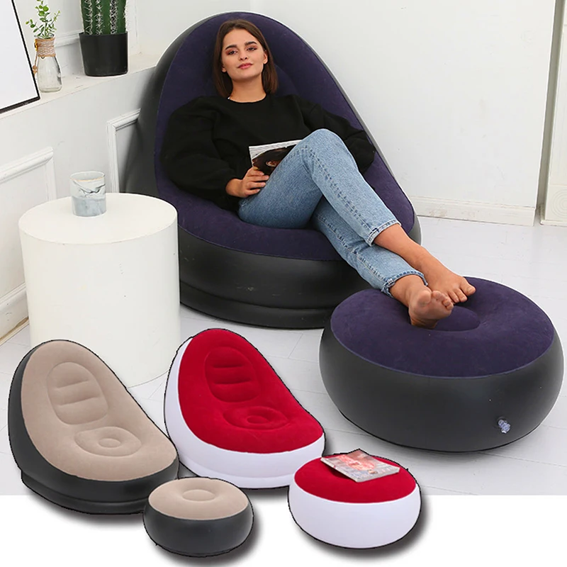 

Lazy BeanBag Sofas Cover Chair No Filler Lounger Seat Bean Bag Pouf Puff Couch Tatami Living Room, Air Sofa Inflatable Chair Bed