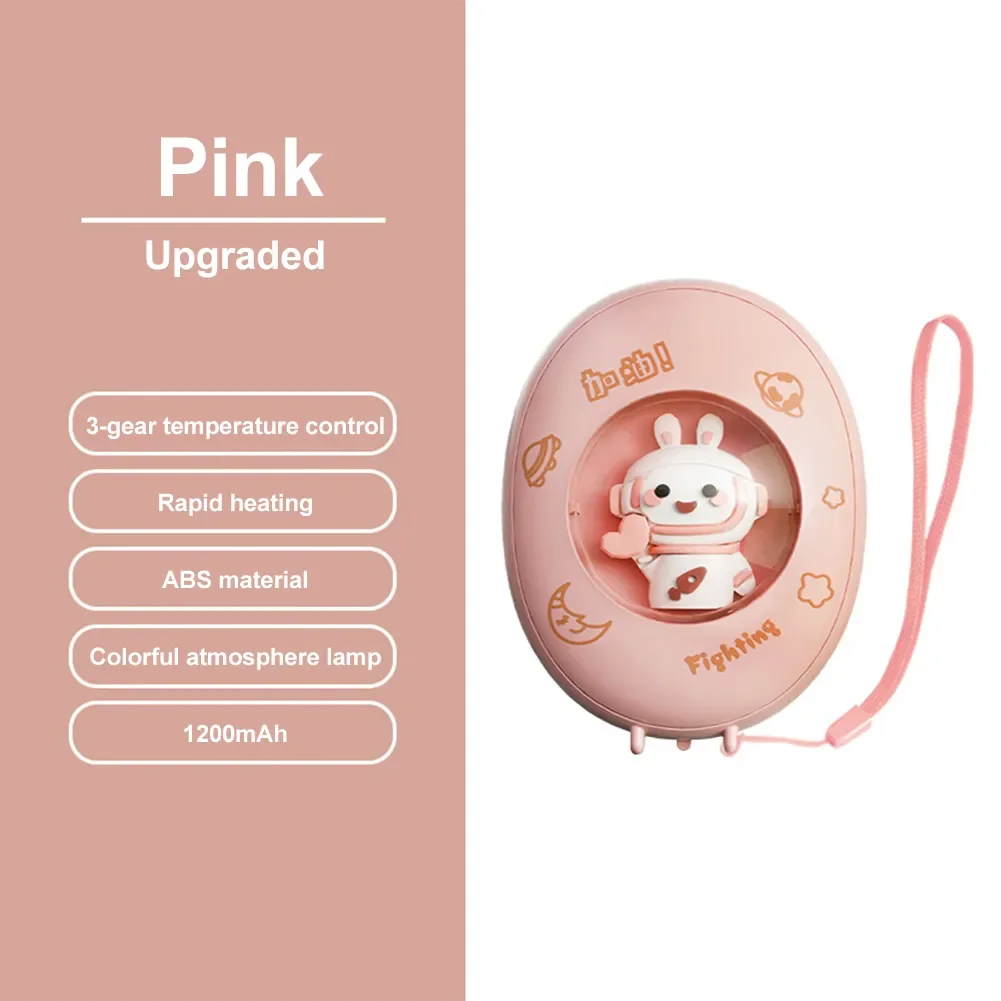 1200mAh Cartoon Hand Warmer Mini Portable USB Rechargeable Hand Warmer 3 Level Heating Night Light With String Winter portable hand warmer