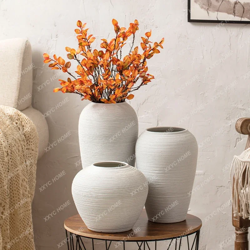 

White Ceramic Vase Grand Plant Pots Nordic Design Vintage Large Vase Luxury Bonsai Adornos Para El Hogar Vases Home Decoration