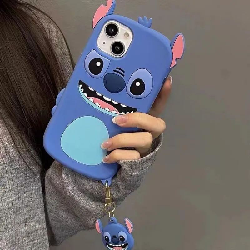 

Чехол для телефона Kawaii Disney Stitch Iphone полноразмерный силиконовый трехмерный противоударный подходит для Iphone15/14/13/12Promax