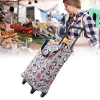 Foldable Shopping Cart for Groceries with Wheels 360 Degree Rolling Swivel Grocery Cart Oxford Fabric Rolling  Handtruck 1
