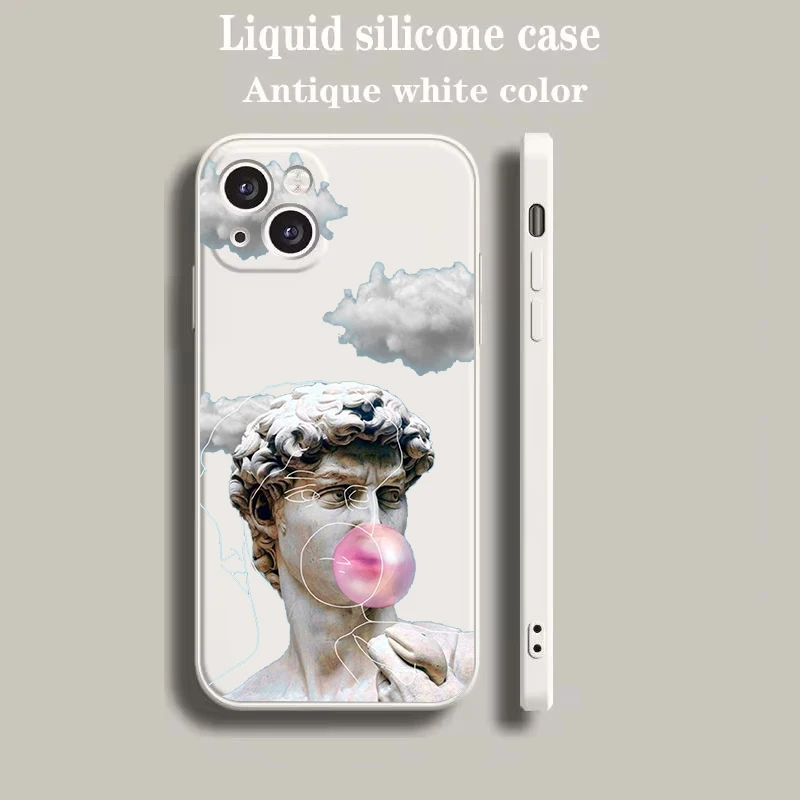 Luxury Beige Artistic Phone Case with David & Mona Lisa Design