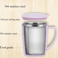 350ml Vacuum Cup Portable Mug Insulated Cup for Outdoor Traveling Double Wall Stainless Steel Coffee Cup with Handle and Lid 5