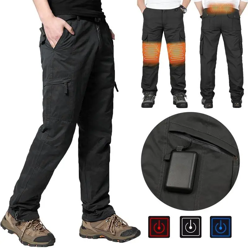 Elektrische verwarmingsbroek voor dames, wasbare winterwarme broek Hoge taille thermische legging, verwarmde broek USB, voor buiten fietsen skiën