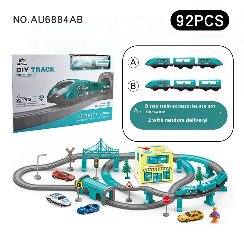 Children's Toys Floor Game DIY Train Rail Car Assembly Track Theme Set  Family Parent-child Interactive Floor Games Toys Gift 3