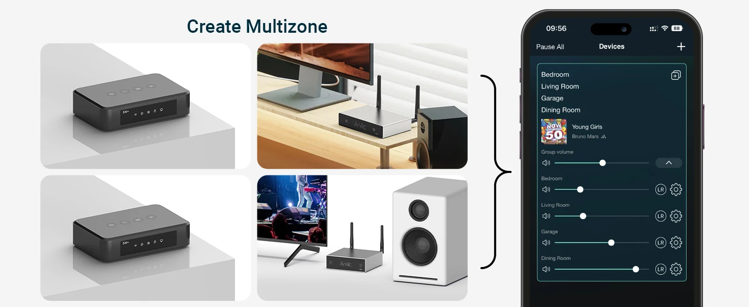 Arylic S10+ Wireless Music Streamer 3,5 mm Klinke Aux Bluetooth Audio Receiver für PC Audio Jack Adapter AUX Wireless für Multiroom – Detail 11