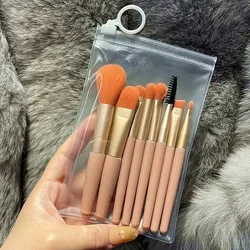 8 - Piece Professional Soft Cosmetic Makeup Brush Set (Orange pink)