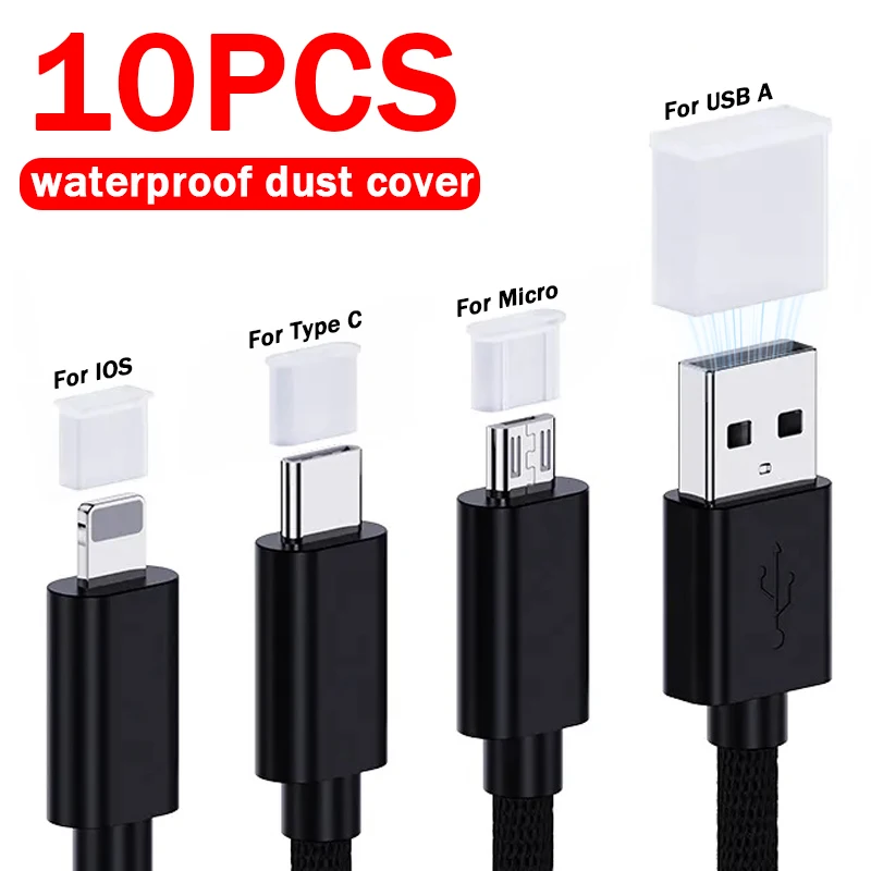 For IOS Type C Micro USB A Charging Port Protective Cover Anti-dust Plugs Dustproof Stopper Data Line Protector Cap for IPhone