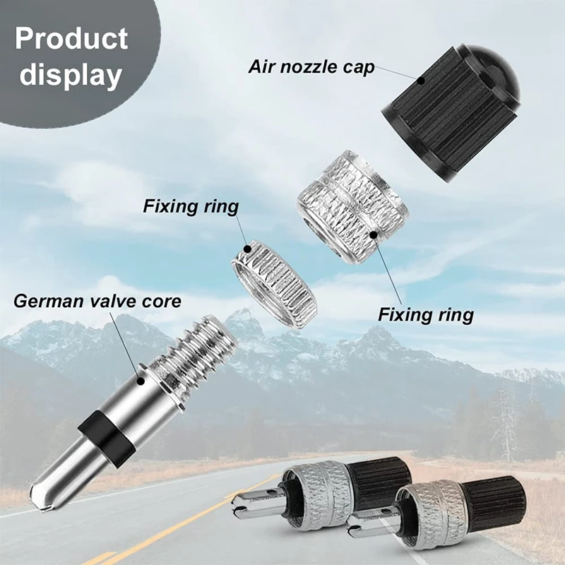자전거 밸브 어댑터 교체 세트, 밸브 캡, 밸브 코어, 타이어 밸브 코어, 교체 타이어 밸브용, 16 개