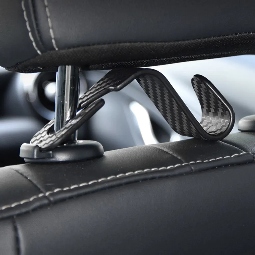 Lot De 4 Crochets Doubles Pour Siège De Voiture - En Cuir, Rotatifs, Fixation Sur Appuie-tête, Pour Sacs, Parapluies, Bouteilles (Noir)