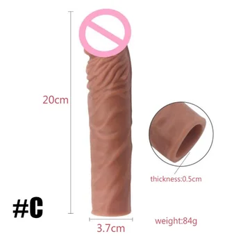 Realistic Penis Extension Cock Sleeve Reusable Silicone Penis Enlarger Delay Condoms For Men Dildo Enhancer Sex Toys 4