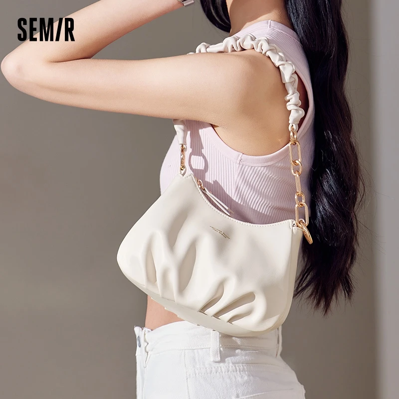 Semir Armpit Bag Women New Gentle Handbag Pleated Cloud Bag Morandi Single Shoulder and Crossbody