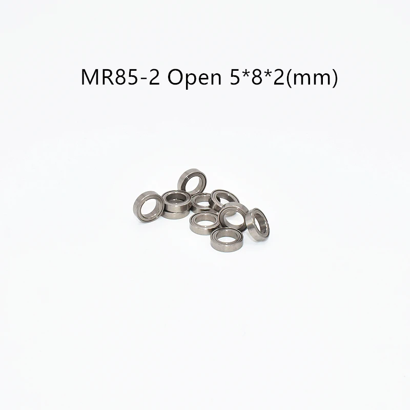 Rodamientos de acero cromado en miniatura, tipo abierto, no sellados, MR85-2, 10 Uds., 5*8*2(mm)