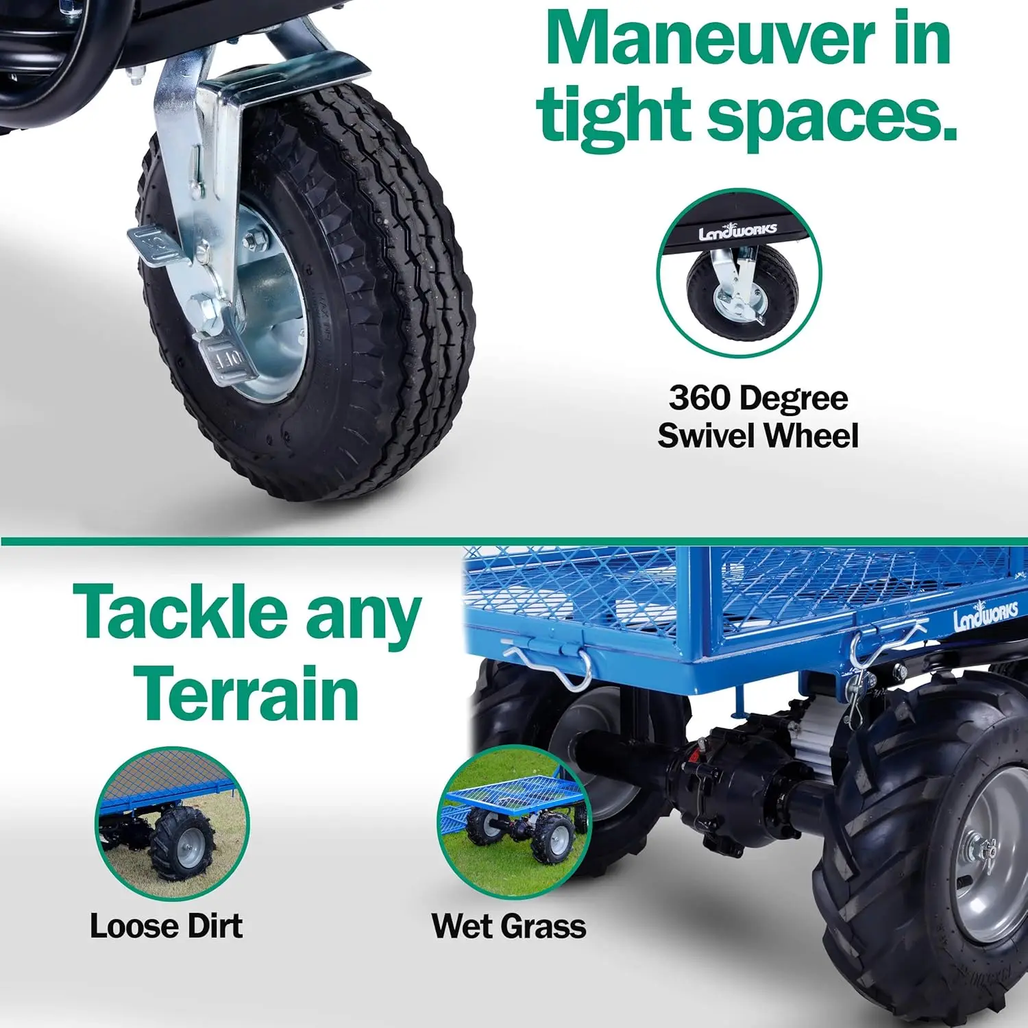 Cart Hand Truck Power Wagon Super Duty Electric 500W Battery Driven Max 500Lbs Load and 1000Lbs Towing