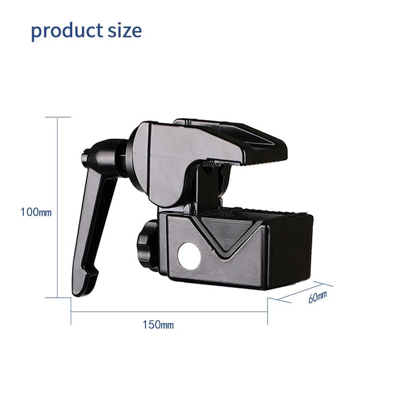 Description Picture 4 of itemUltra-strong universal metal photographic crab clip for 5cm round tube tripod light stand and3cm square tube with 1/4 screw hole