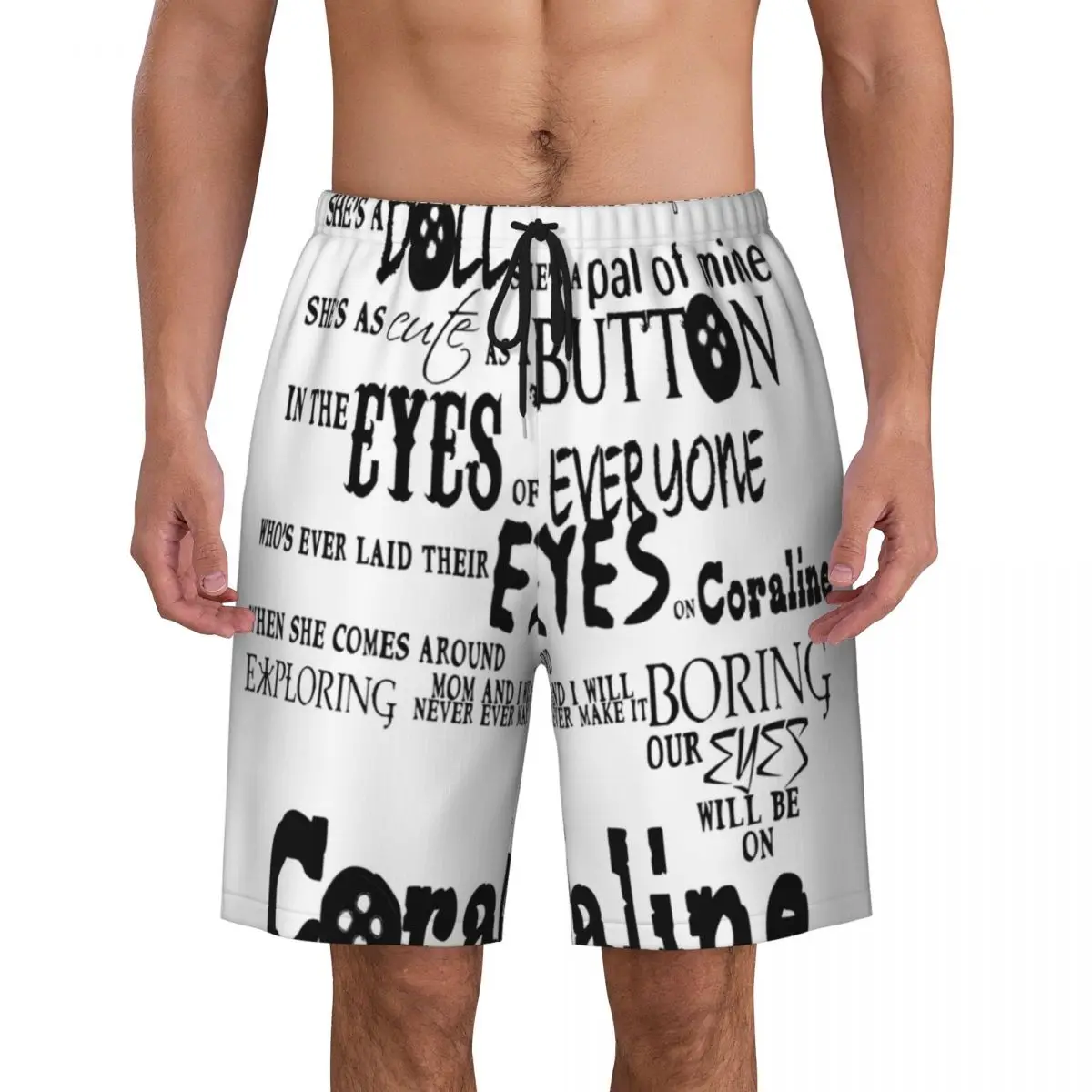 

Halloween Horror Movie Coraline Quotes Boardshorts Men Quick Dry Board Shorts Swim Trunks Custom Printed Bathing Suits