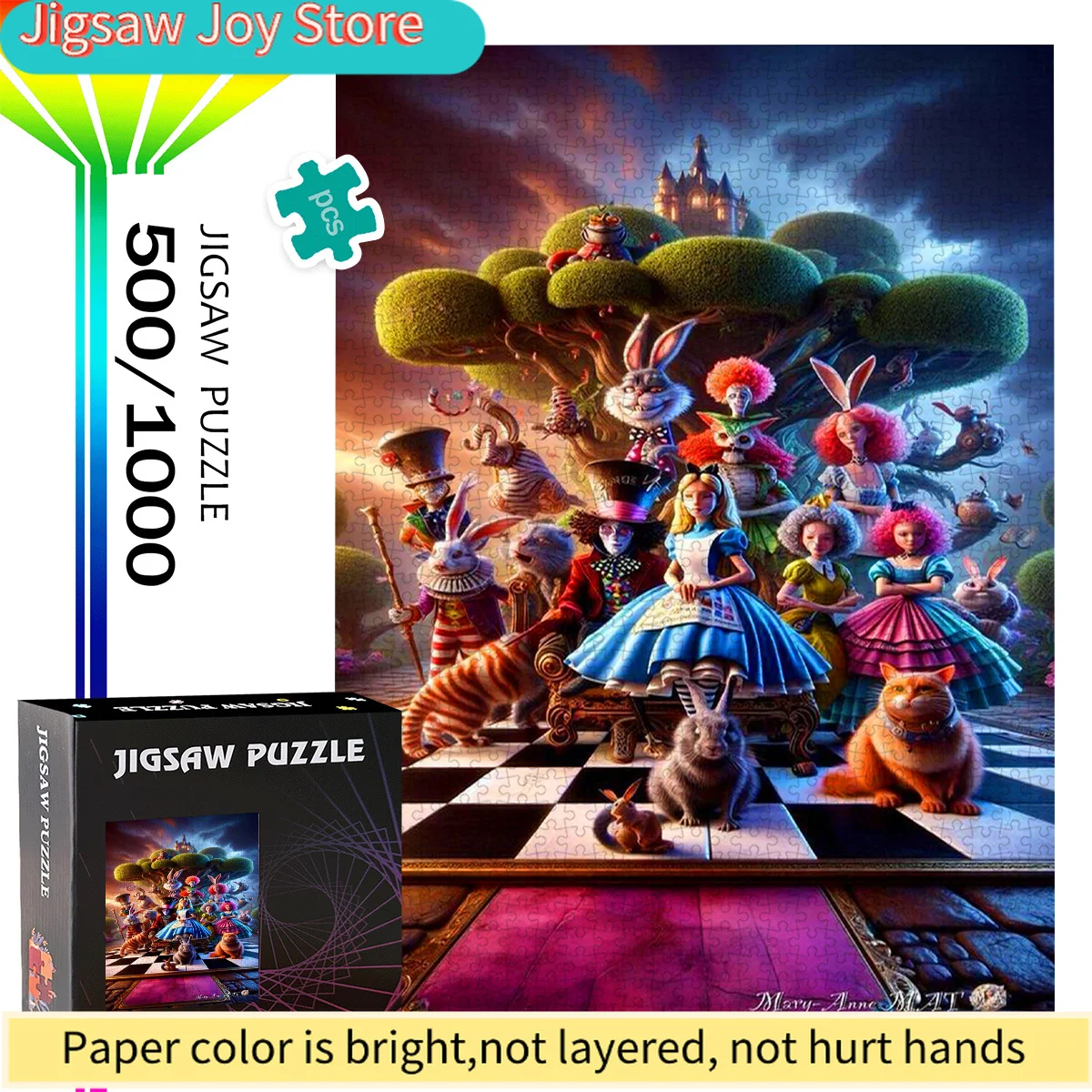 500/Disney  Paper Puzzle, DIY Jigsaw for Adults, Large Fantasy Scene of Alice in Wonderland – Perfect Home Leisure Activity, O