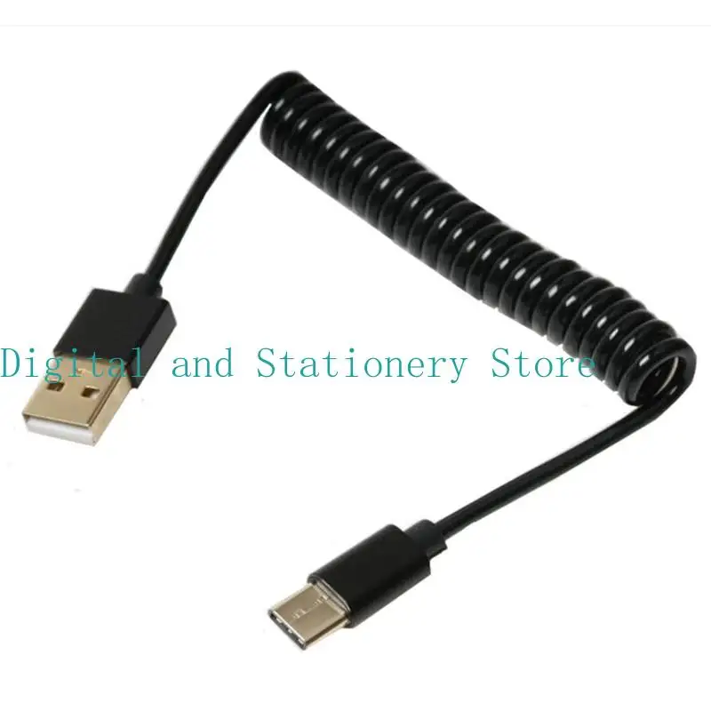 USB Type-C to USB 2.0 Coiled Extension Cable for Data Sync and Charging
