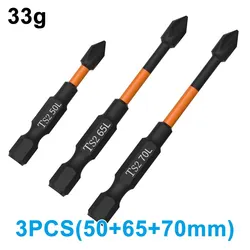 Orange Impact Magnetic Anti-Slip Electric Screwdriver Bit Set, 3-Piece (50-70mm) (3pc Orange set)