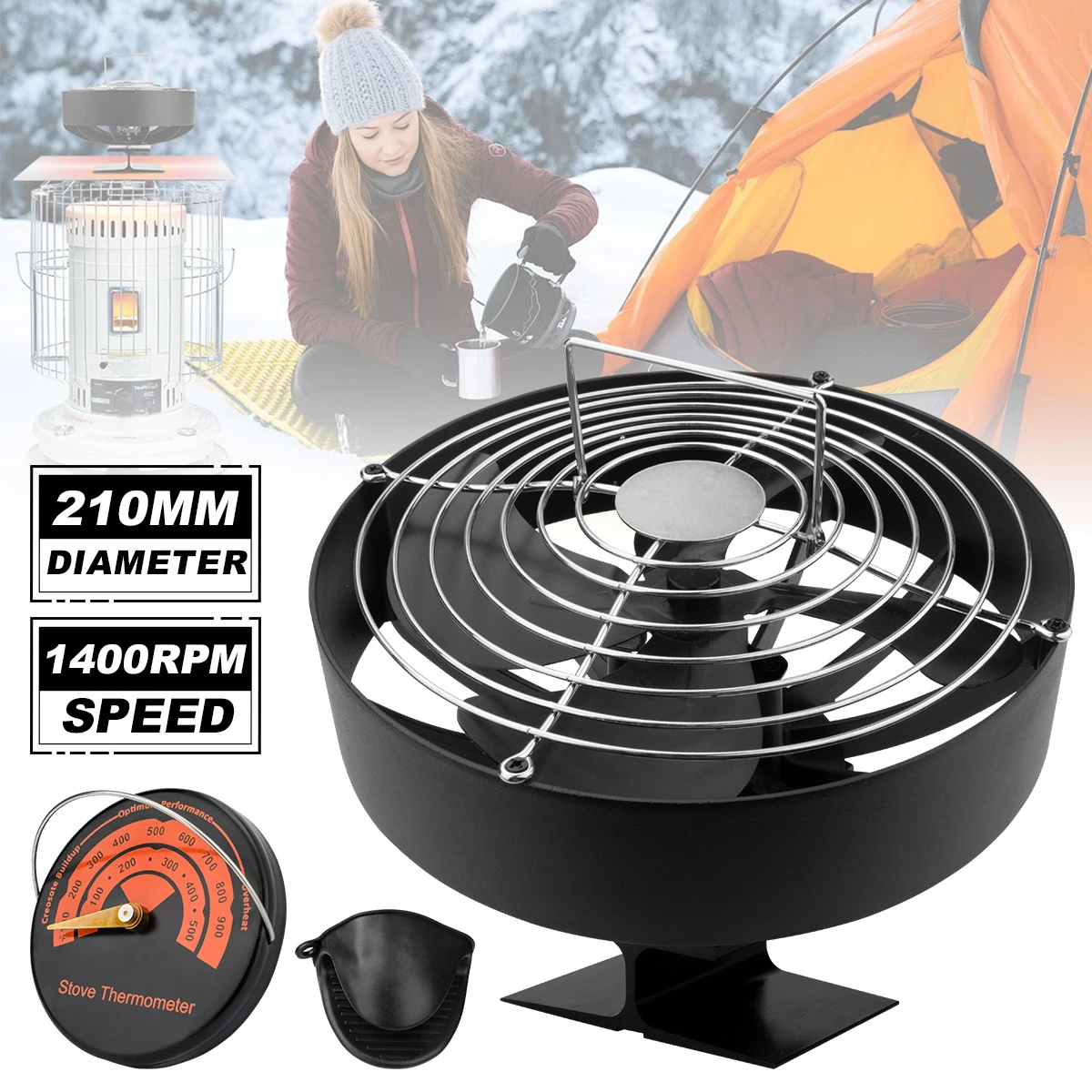 4 Blades Stove Fan Heat Powered Fireplace Fan Log Wood Burner Eco-fan Quiet Fireplace Home Winter Warm Heat Distribution