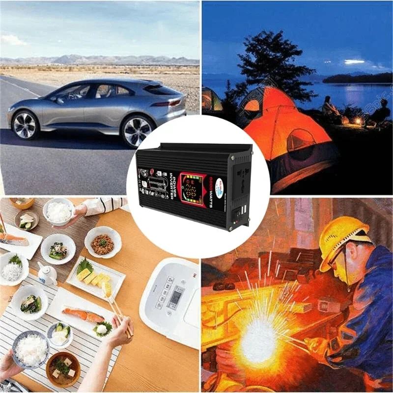Solar Power Generation System 6000W Power Inverter with Smart LCD Display Dual USB 12V To 110/220V with 30A Solar Controller Set