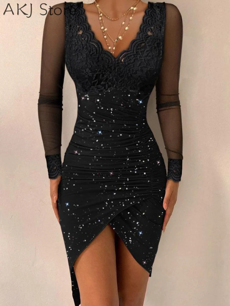 RPAEOY Elegante damesjurk met lange mouwen, gekruiste bandjes, vierkante kraag, geplisseerd, rugvrij, mini-fit, vintage, effen, cocktailjurk, avondjurk, party, clubwear, ceremonie, Zwart, S