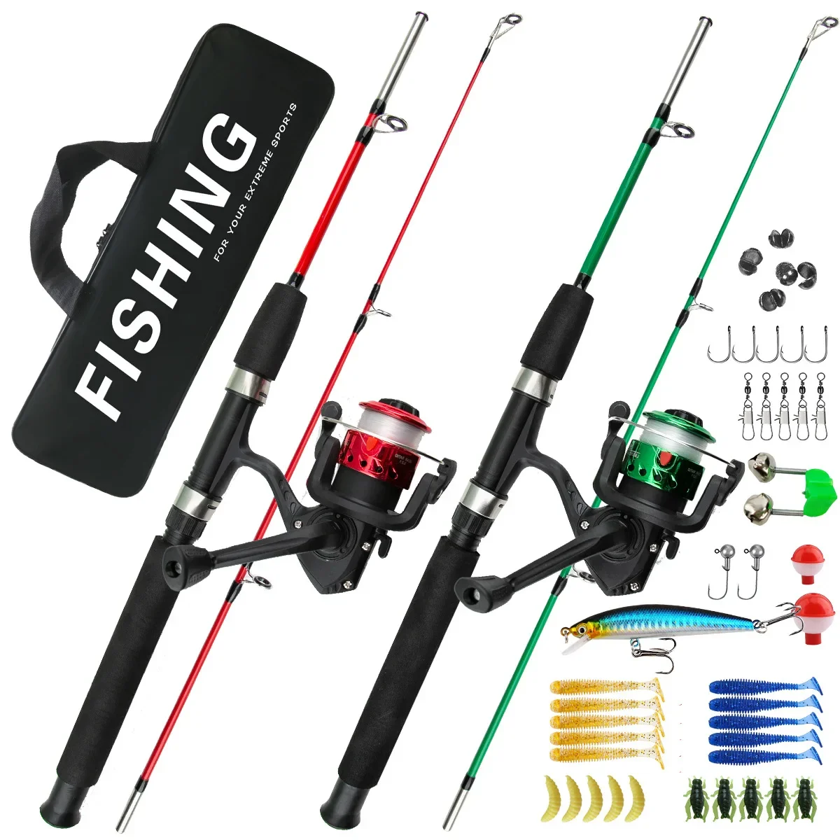 

Kids Fishing Rod Fishing Tackle Set Full Set Fishing Rod for Beginners Novice Portable Reel Wheel Luya Rods Pescar Bag Combo