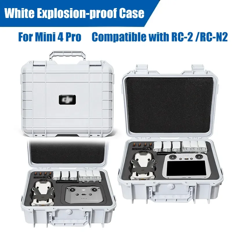 Waterproof Storage Box for DJI Mini 4 Pro Shoulder Safety Storage Carrying Case White Drone Case dji case drone case drone accessories drone storage bag