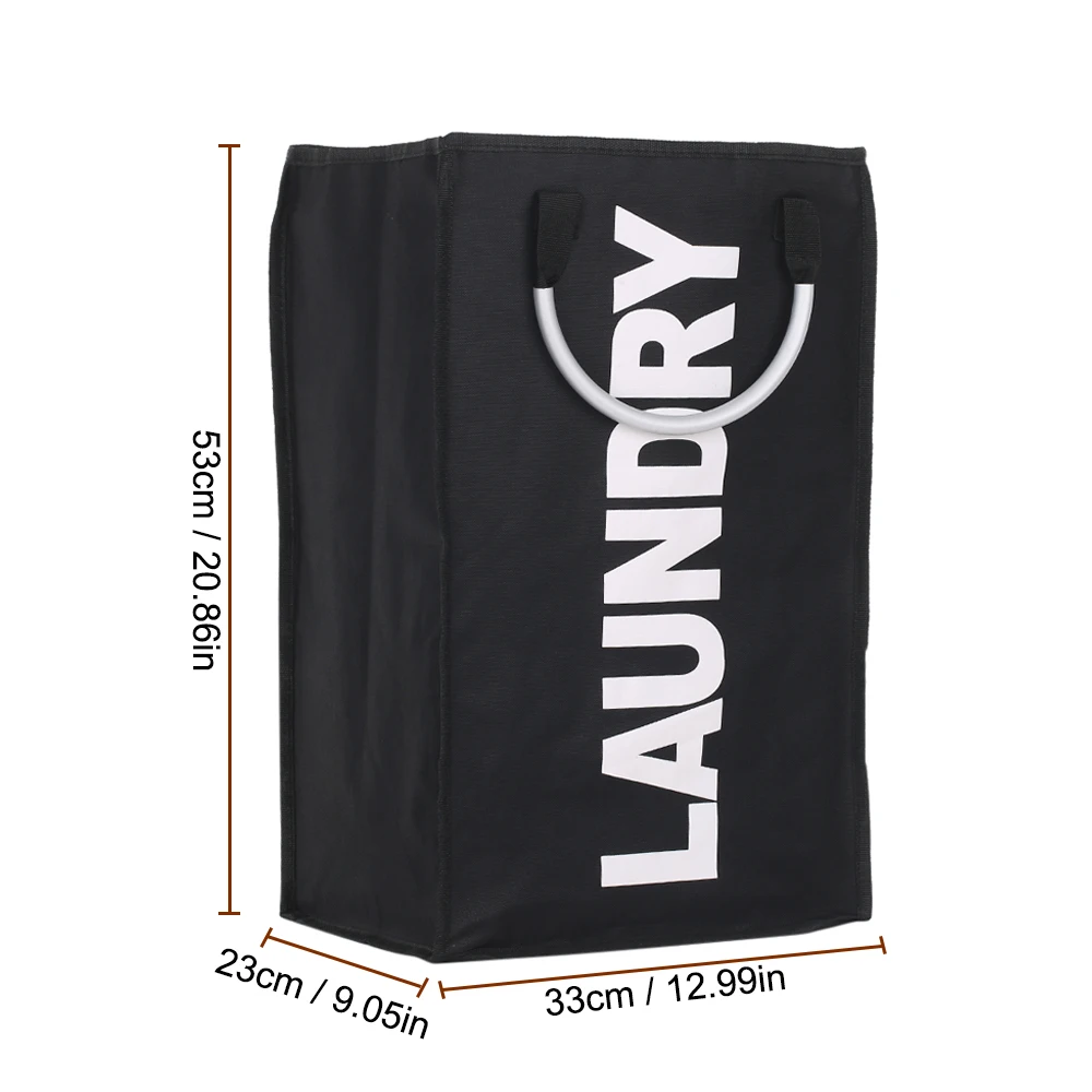 Practical Foldable Laundry Bag Storage Washing Dirty Clothes Laundry Basket Durable Storage Bag with Alloy Handle Laundry Room 6