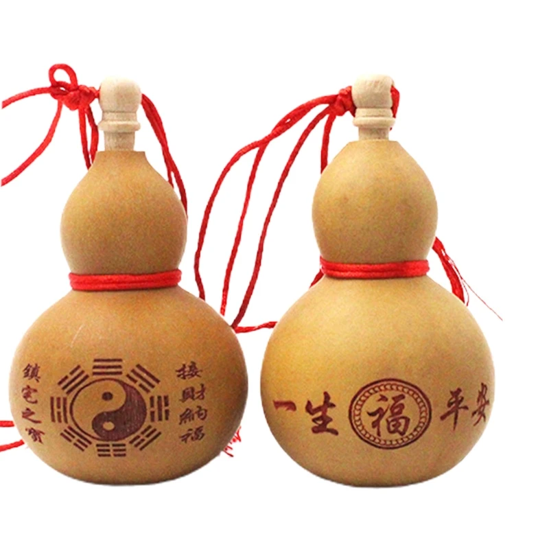 Mini Wine Gourd Crafts Natural Art Collection Ornament Chinese Traditional Carving for Chinese New Year Hanging Toy Photography 5